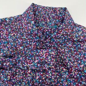 Alan Flusser Men's XL Floral Button Down Shirt Purple Blue Long Sleeve Cotton